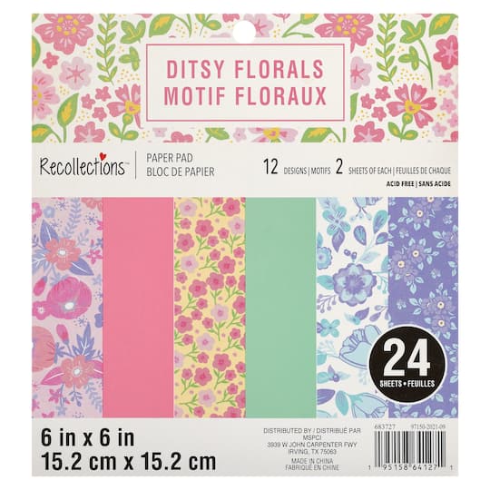 Ditsy Floral Paper Pad by Recollections™, 6" x 6"